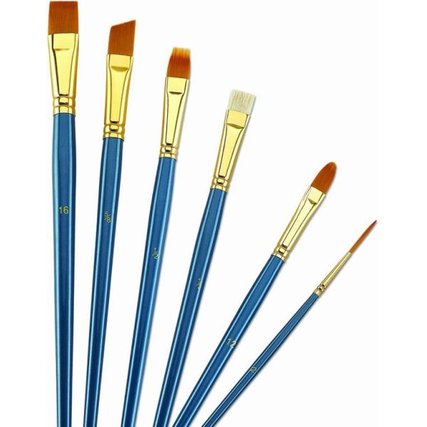 Quality Wooden Handle Golden Synthetic Paint Brush Sets , Interlocked Fine Bristle Paint Brushes wholesale