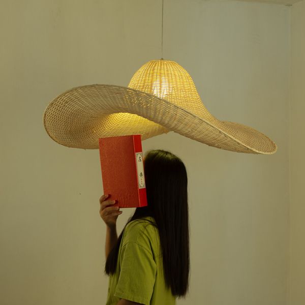 Quality Personalized Creative Restaurant Hat lamp Indoor home Bamboo Wicker Rattan lamp(WH-WP-87) wholesale