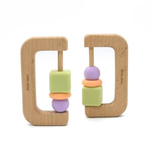 CPSIA ASTM Wooden Silicone Teether BPA Free Baby Chewable Ring