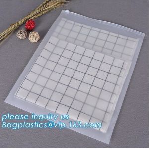 custom printed transparent bottom gusset slider zipper garment packaging pouch