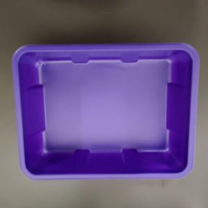 China Customized purple rectangular PS plastic vacuum formed food mushroom tray on sale
