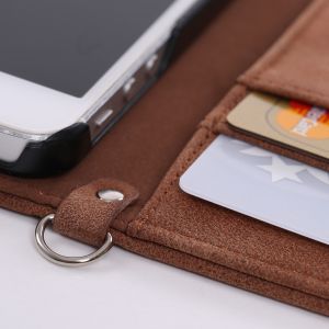 Grey Harris Tweed Phone Case Flip Type MONOJOY With Card Slot IPhone 6/6s