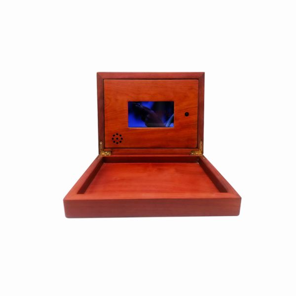 Wooden School Presentation Boxes With LCD Screen Video Brochure Wooden Box