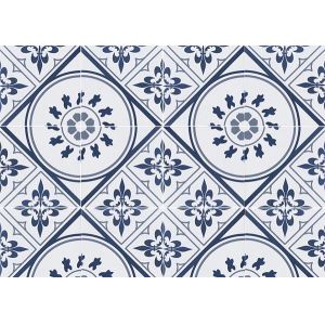 200 X 200 MM Patterned Ceramic Tile White Background With The Blue Pattern