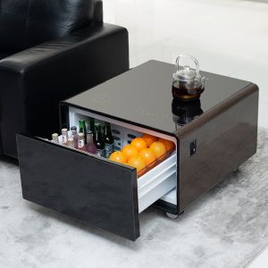 Refrigerated Drawer USB Interface Modern Smart Coffee Table with Aluminum Metal