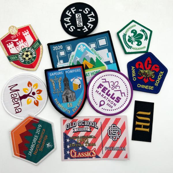 Quality Custom Embroidery Patch Computer Woven Embroidered Badge for T-shirts Hoodies Round square Badge wholesale
