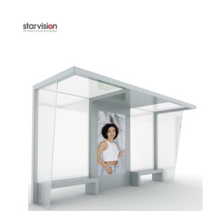 Antirust Powder Coating Metal Smart Bus Shelter With Static Poster