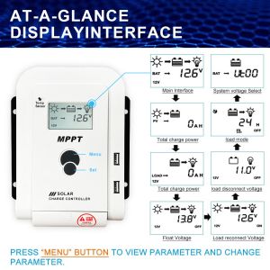 Max PV Power MPPT 12V 24V Auto Regulator Home Solar Panel Battery Charge