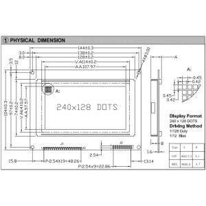 240*128 Graphic FSTN LCD Module With PCB T6963C Wide Temperature Industrial