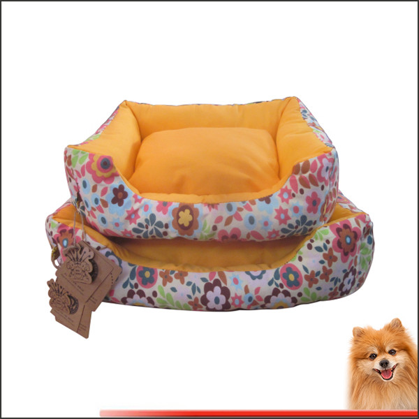 Quality Cheap large dog beds Canvas fabric dog beds with flower printed China manufacturer wholesale