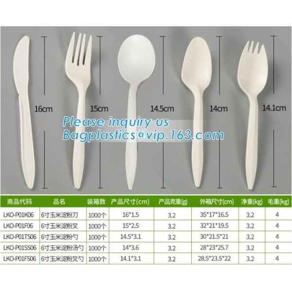 wholesale Biodegradable cPLA plastic white cutlery set,Eco-friendly Disposable