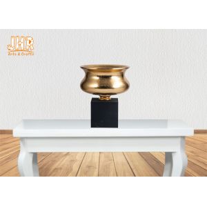 Gold Leaf Fiberglass Flower Pots Table Vases Frosted Black Base Pot Planters