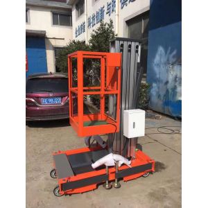 Manual Pull Moved Mast Self Propelled Elevating Work Platforms 8M Height 100KG