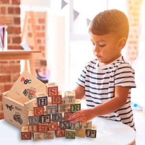 27pcs Wooden Alphabet Blocks Letter Blocks Printed With Number