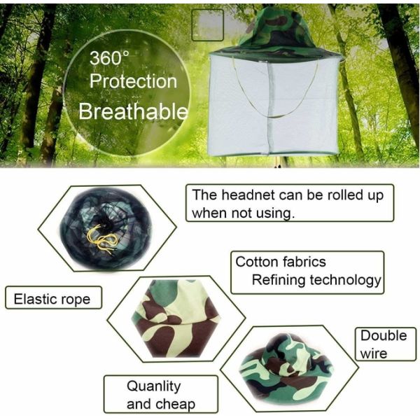 Beekeeping Protective Hat Single-Inner Layer Camouflage Bee Hat Polyester Material