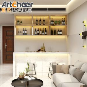 Customized Wood Veneer Kitchen Cabinet Furniture with Island Durable and Modern