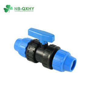 100% Material Injection Dark Blue PP Compression Fitting Ball Valve for Water