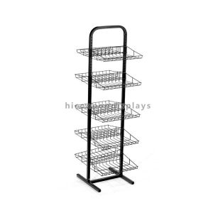 Free Standing Metal Earring Display Stands With Wire Basket Holder