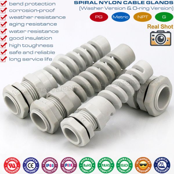 Bend-Protecting IP68 Cable Glands, Flex-Protecting Nylon NPT Insulating Cable Glands for Flexible Cables Bend-Protecting IP68 Cable Glands, Flex-Protecting Nylon NPT Insulating Cable Glands for Flexible Cables