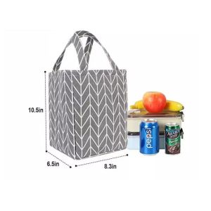 Canvas Fabric Reusable Insulated Lunch Bag With Inner Pocket