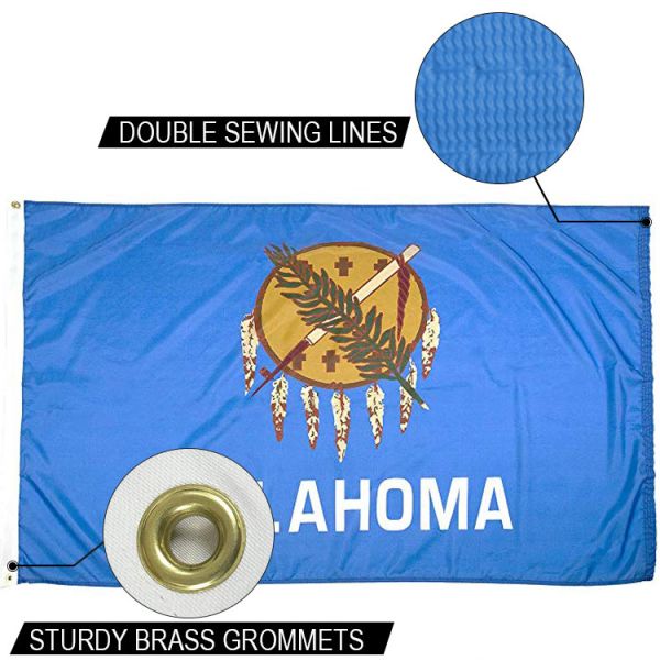 State of Oklahoma Flag 3x5 ft Outdoor Heavy duty Dupont Nylon US Flags Strong