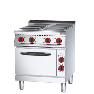 Powerful 4 Burner Commercial Cooking Gas Stove with Warmer Drawer and Manual