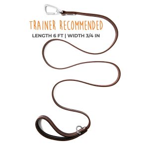 Soft Padded Handle Handmade Dog Leather Leashes Lightweight Natural Brown Color