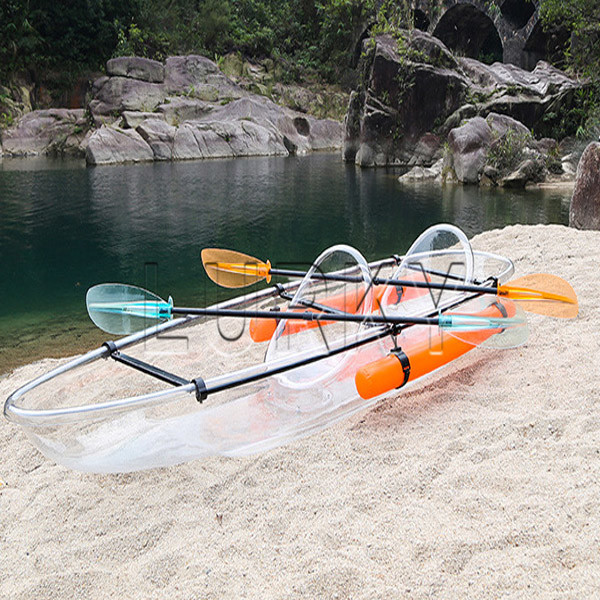 Quality Plastic See Through Sit On Canoe , Sailing Polycarbonate Kayak With Paddles wholesale