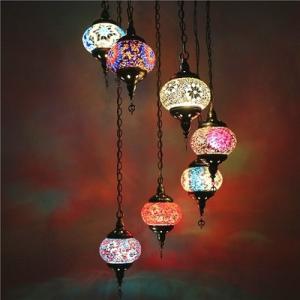 Long staircase chandelier turkish Glass handmade lampshade pendant light(WH-DC