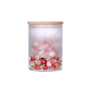Yf0903 Frosted Glass Jar For Food / Glass Storage Jar With Bamboo Lid