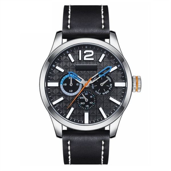 Men Fashion Sports Waterproof Quartz Watches Three Eye Large Dial Watch