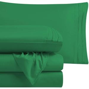 Embroidery Two Lines Bed Sheet Set 4pcs for USA 100% Polyester Microfiber