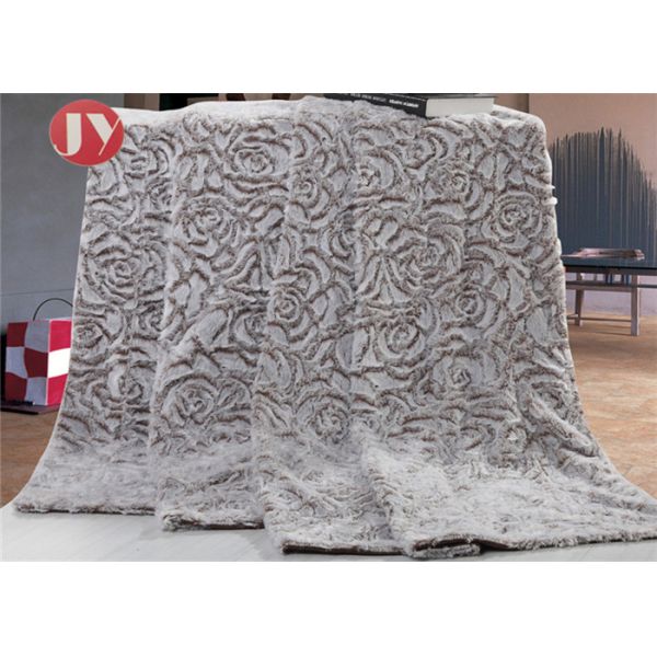 Quality 100% polyeste pv fur mink blanket flowers embossed Faux Fur Throw Blanket & Bedspread - Luxurious Over-sized wholesale