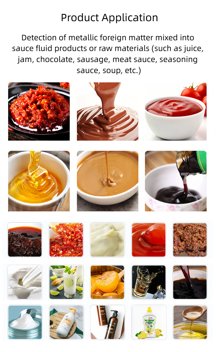 Industrial Production Line Sauce Metal Detector Is Widely Used for Juice Sauce Caviar Ketchup Chili Sauce Etc