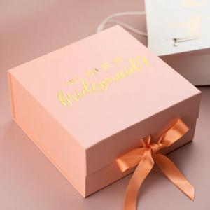 China Personalized Wedding Welcome Gift Bridal Party Favor Box Magnetic Closure Box With Satin Ribbon on sale