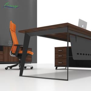 L Shape OfficeTable Modern Wood Manager Office Executive Desk with File Cabinet
