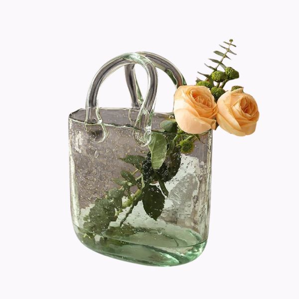 Quality Clear Polished Baskets Hand Blown Decorative Glass Vases wholesale