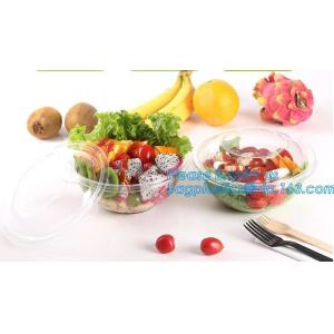 1250ml Clear Round Disposable Large PET Plastic Fruit Salad Bowl with Lid