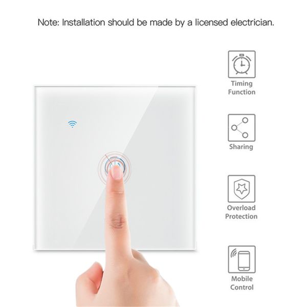 Tempered Glass Panel Smart Wifi Light Switch EU/UK/US 1/2/3 Gang Tuya Touch With