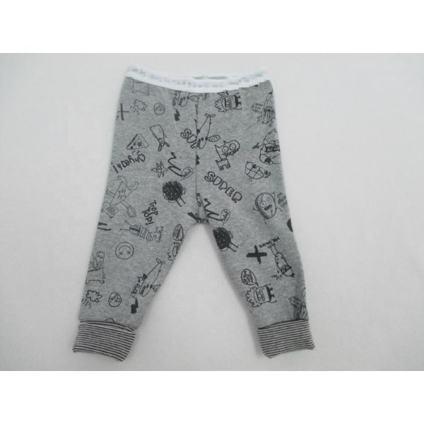 Cotton 1x 1 Rib Baby Boy 2pcs Set O Neck Collar Ribbed Pyjama Set