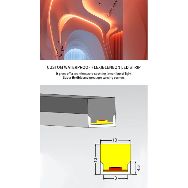 10*10mm IP68 PU Neon Flex Lights Waterproof DC24V Neon LED Flexible Strip Light