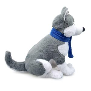 Short Plush Simulation Husky Stuffed Toy With Scarf ISO9001