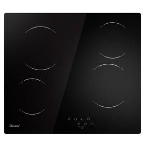 4 Burner Electric Cooktop Built In 24 Inch Ceramic Cooktop 6000W Frosted Glass