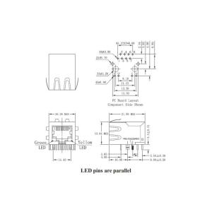 1 x 1 Single Port ARJ11B-MBSCB-A-B-ELT2 RJ45 Connector 10/00 Base-t Magnetic