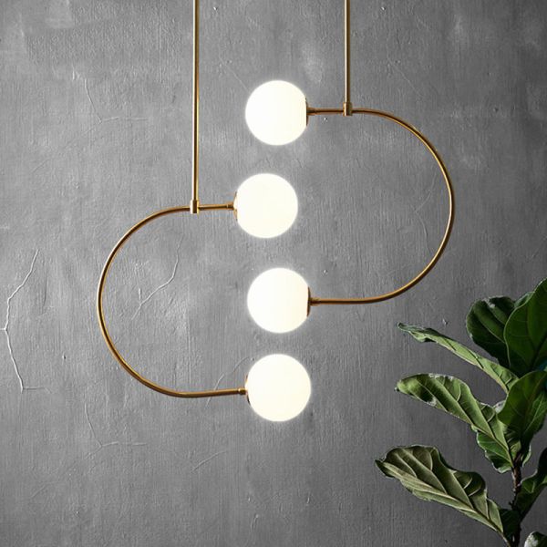 Art deco pendant light Nordic Lustre suspension light LED curved lamp Designer