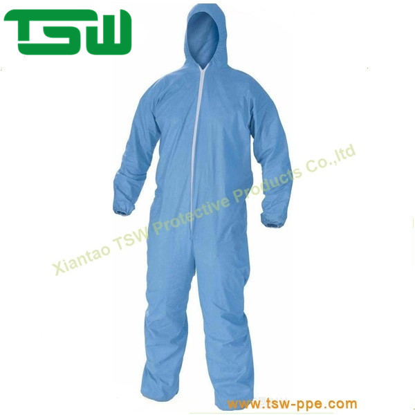 Quality Blue SMS Disposable Chemical Coveralls With Elastic Wrist wholesale