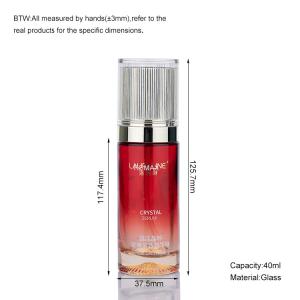 40ml Luxury Red Gold Gradient Glass Lotion Frosted Cosmetic Bottles With Pump