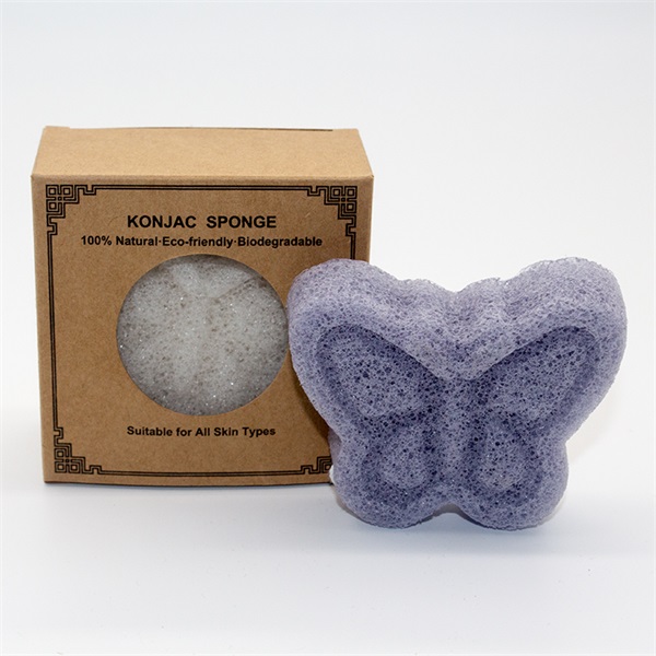 Colorful OEM Private Label Butterfly Bath Sponge Prevents Spots Konjac Face Puff