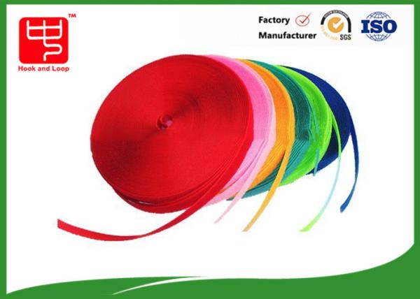 Polyester Mix Nylon Colored Hook And Loop Rolls / Sew On Hook And Loop Fastener