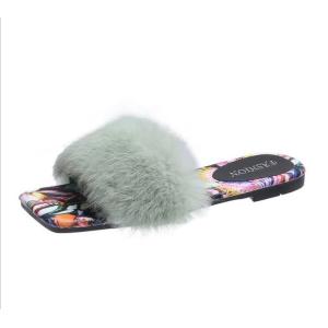 Wholesale price real fur slipper New Design White Custom soft raccoon fur